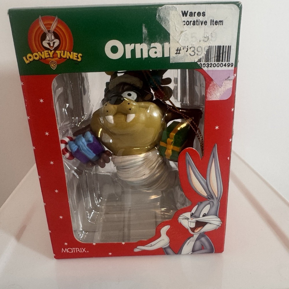 Taz Ornament Matrix Looney Tunes Collectible Taz with Lights and Gifts Christmas
